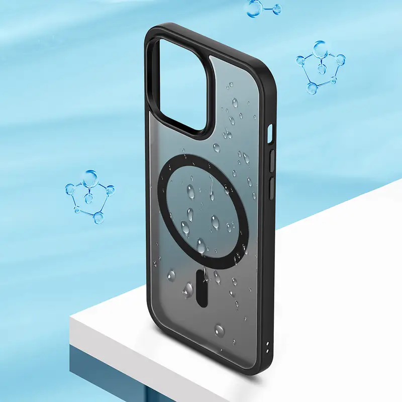 Premium Matte Black Magnetic iPhone Case for 16/15/14/13/12/11 Pro Max & Plus – Skin-Touch, Wireless Charging Compatible, Shockproof & Anti-Fall Translucent Cover