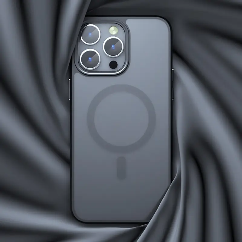 Premium Matte Black Magnetic iPhone Case for 16/15/14/13/12/11 Pro Max & Plus – Skin-Touch, Wireless Charging Compatible, Shockproof & Anti-Fall Translucent Cover
