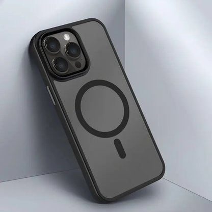 Premium Matte Black Magnetic iPhone Case for 16/15/14/13/12/11 Pro Max & Plus – Skin-Touch, Wireless Charging Compatible, Shockproof & Anti-Fall Translucent Cover
