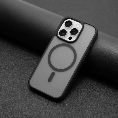 Premium Matte Black Magnetic iPhone Case for 16/15/14/13/12/11 Pro Max & Plus – Skin-Touch, Wireless Charging Compatible, Shockproof & Anti-Fall Translucent Cover