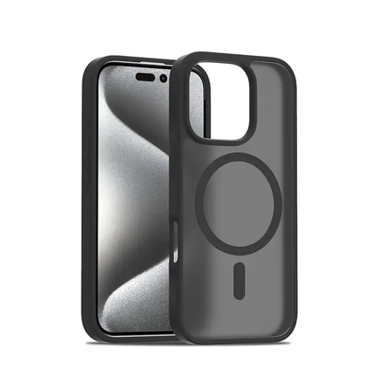 Premium Matte Black Magnetic iPhone Case for 16/15/14/13/12/11 Pro Max & Plus – Skin-Touch, Wireless Charging Compatible, Shockproof & Anti-Fall Translucent Cover