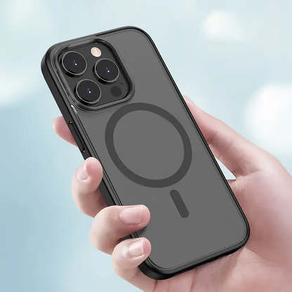 Premium Matte Black Magnetic iPhone Case for 16/15/14/13/12/11 Pro Max & Plus – Skin-Touch, Wireless Charging Compatible, Shockproof & Anti-Fall Translucent Cover